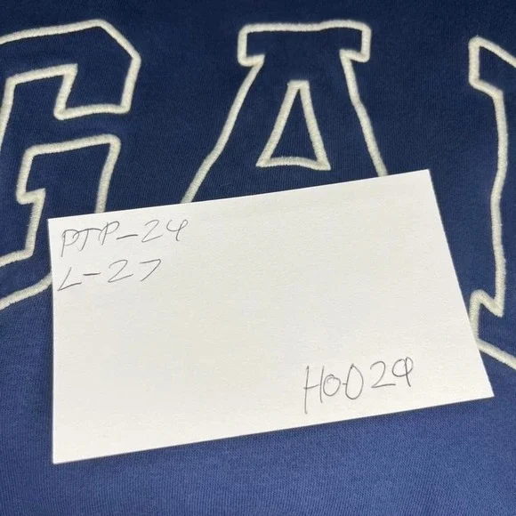Gap Arch Logo Hoodie Navy Blue Fleece Pullover Sweatshirt Size L - Picture 6 of 6